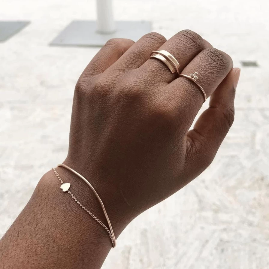 14K Yellow Gold 3 Granule Diamond Ring by A.M. Thorne