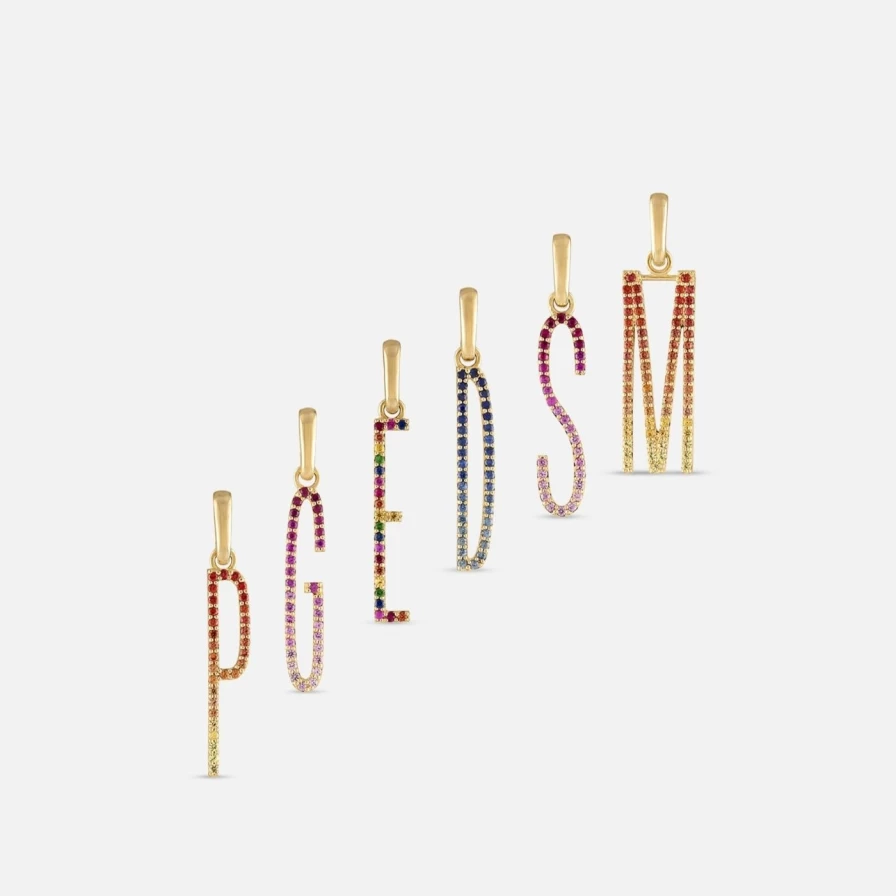Eden Presley Personalized Elongated Ombre Initial Pendant Necklace - Custom Name Jewelry