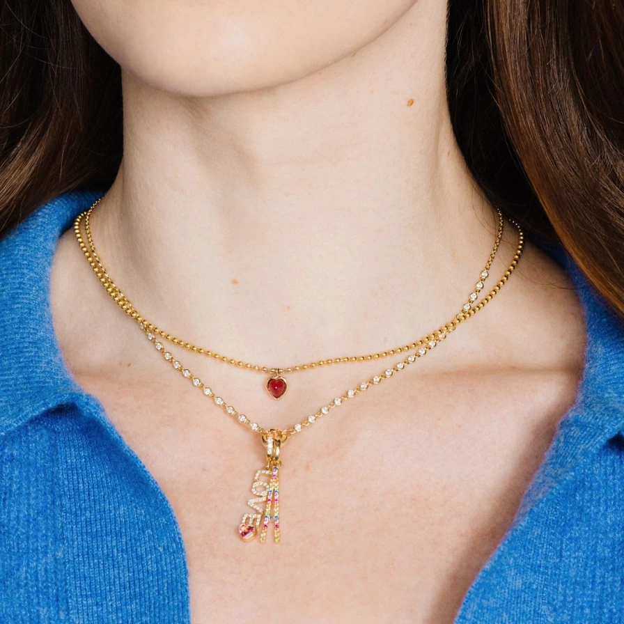 Eden Presley Personalized Elongated Ombre Initial Pendant Necklace - Custom Name Jewelry