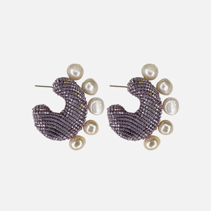 Susana Vega Lilac Solito Pearled Earrings – Elegant Pearl Jewelry for Women