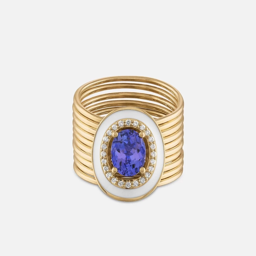 Eden Presley Oval Tanzanite and Diamond Harem Ring for Women | Elegant Vintage Style Jewelry