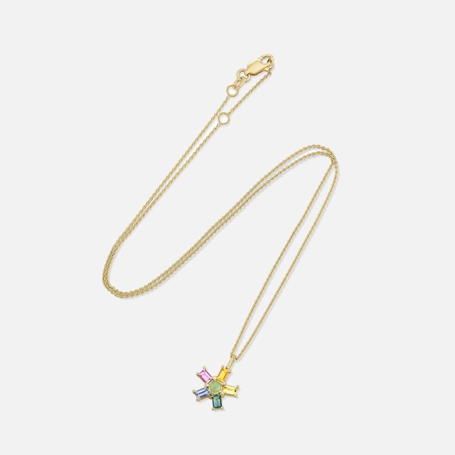 ParkFord Mini Chroma Rays Necklace - Elegant Rainbow Crystal Pendant for Women
