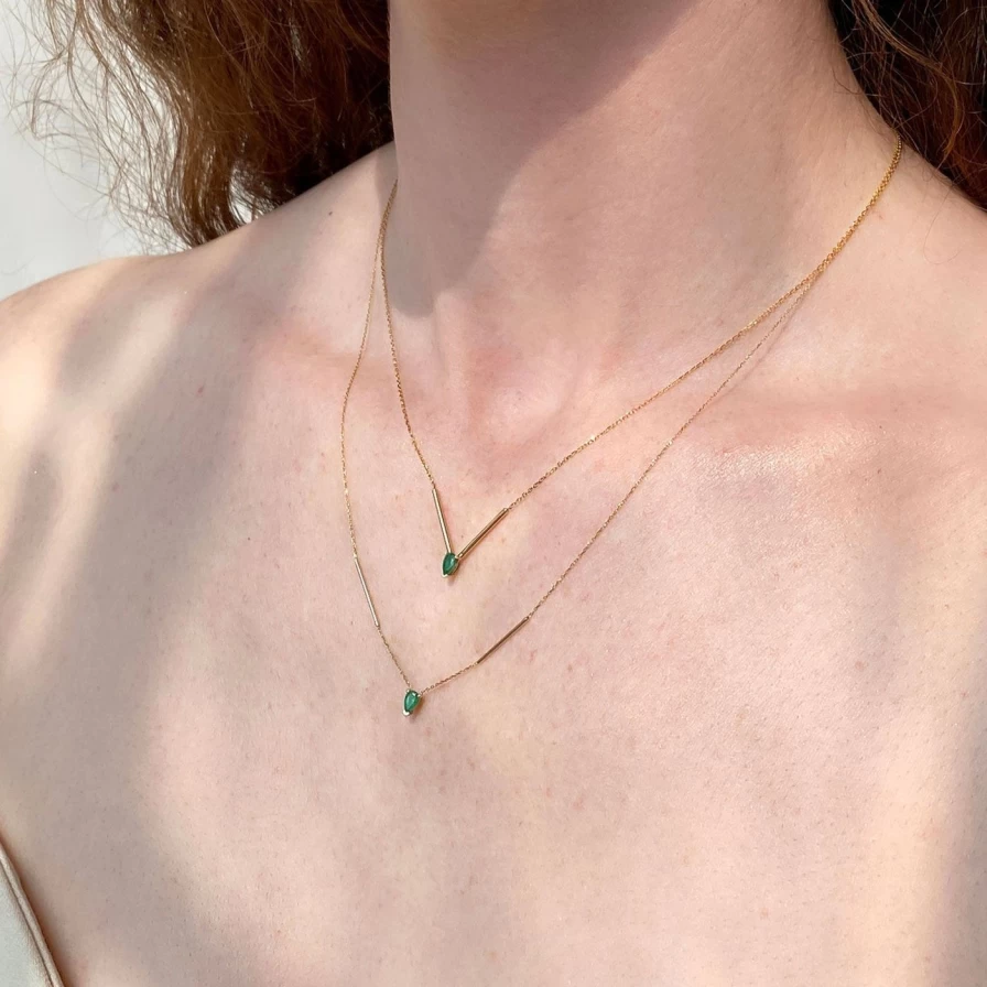 "Labulgara 14K Yellow Gold Deconstructed Bar Necklace"