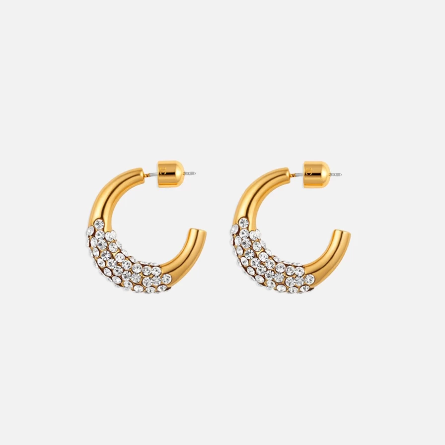 "Christina Caruso Pave Hoop Earrings – Sparkling Diamond Studded Hoops for Women"