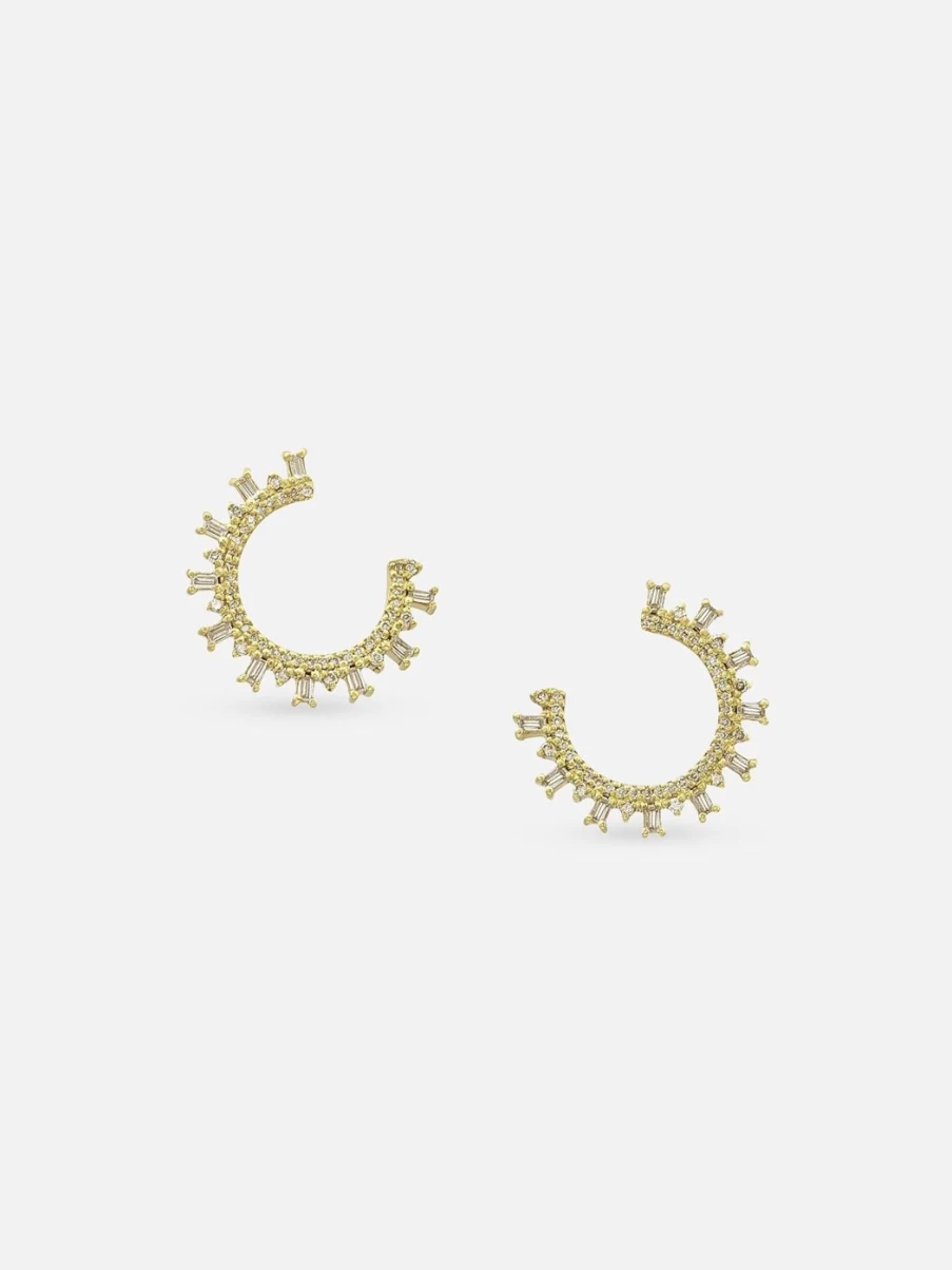 Meredith Young Champagne Gold Hoop Stud Earrings - Elegant Sparkling Studs for Women