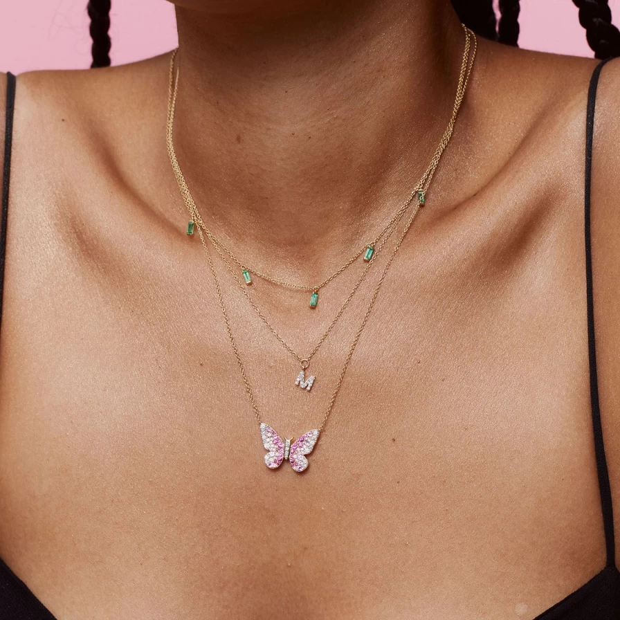 Eriness Diamond Mini Initial Necklace - Personalized Gold Letter Pendant for Women