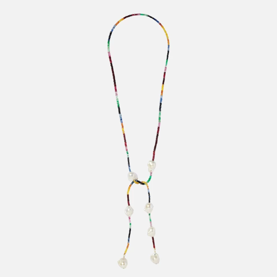 Joie DiGiovanni Ruby, Emerald & Sapphire Gemstone Rockstar Lariat Necklace - Multi Color