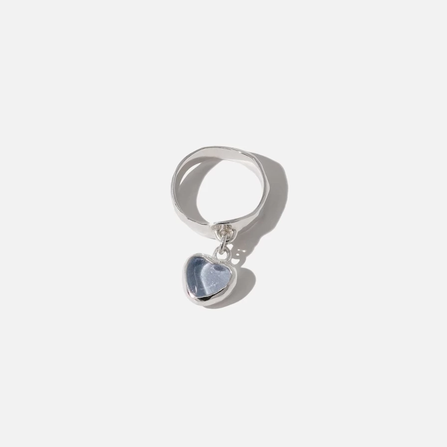 "CLED Heart Dangling Ring - Elegant Sterling Silver Love Jewelry for Women"
