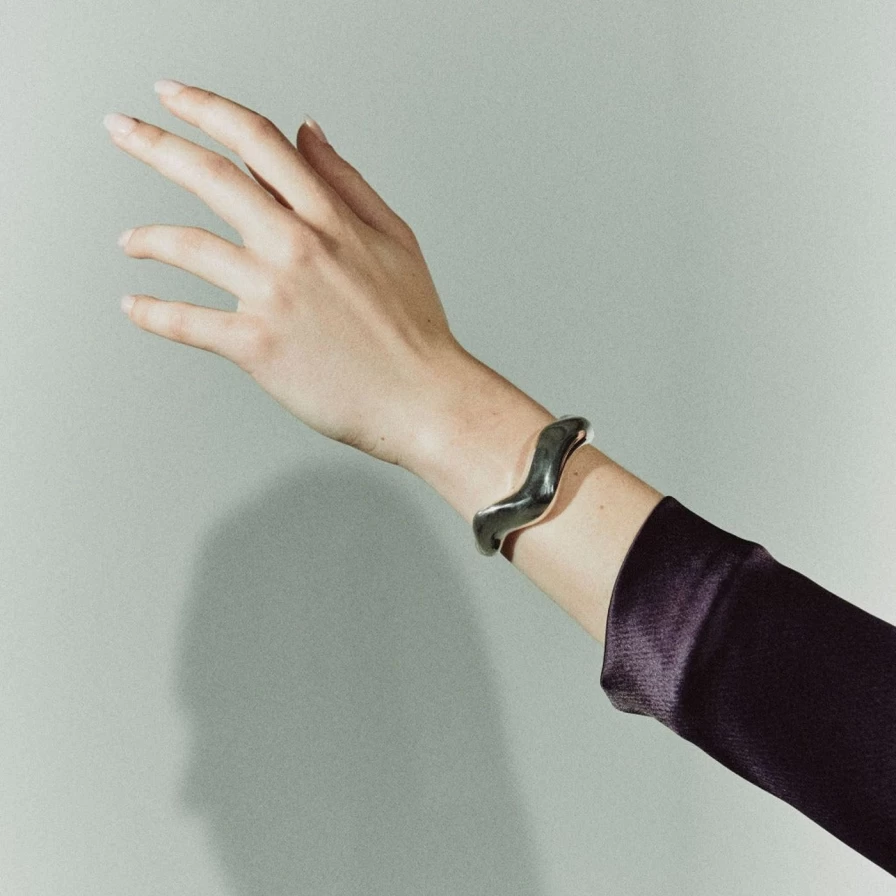 AGMES Sterling Silver Large Astrid Cuff Bracelet