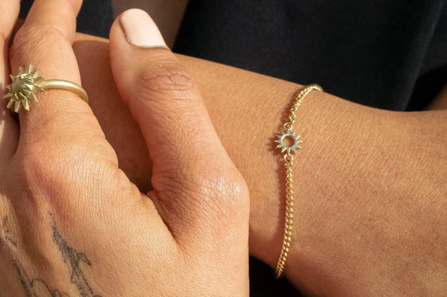 EMBLM Fine Jewelry Baby Spur Chain Bracelet for Infants - Dainty Gold or Silver Charm Anklet - Newborn Girl Baptism Gift