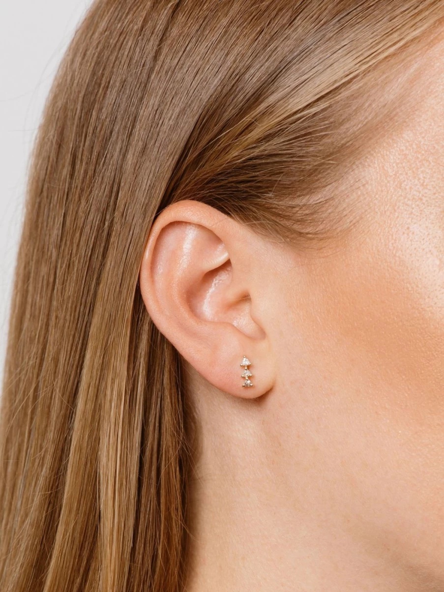 Labulgara Tiny Trio Stud Earrings - Minimalist Gold Hoop Earrings for Women