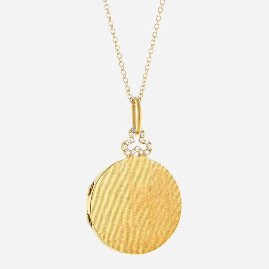 Devon Woodhill Small Diamond Trefoil Locket Necklace - Elegant Gold Pendant