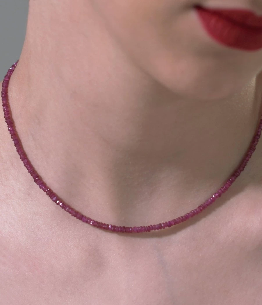 Noor Shamma Ruby Eternity Choker - Elegant Gold Plated Necklace with Genuine Gemstone for Women