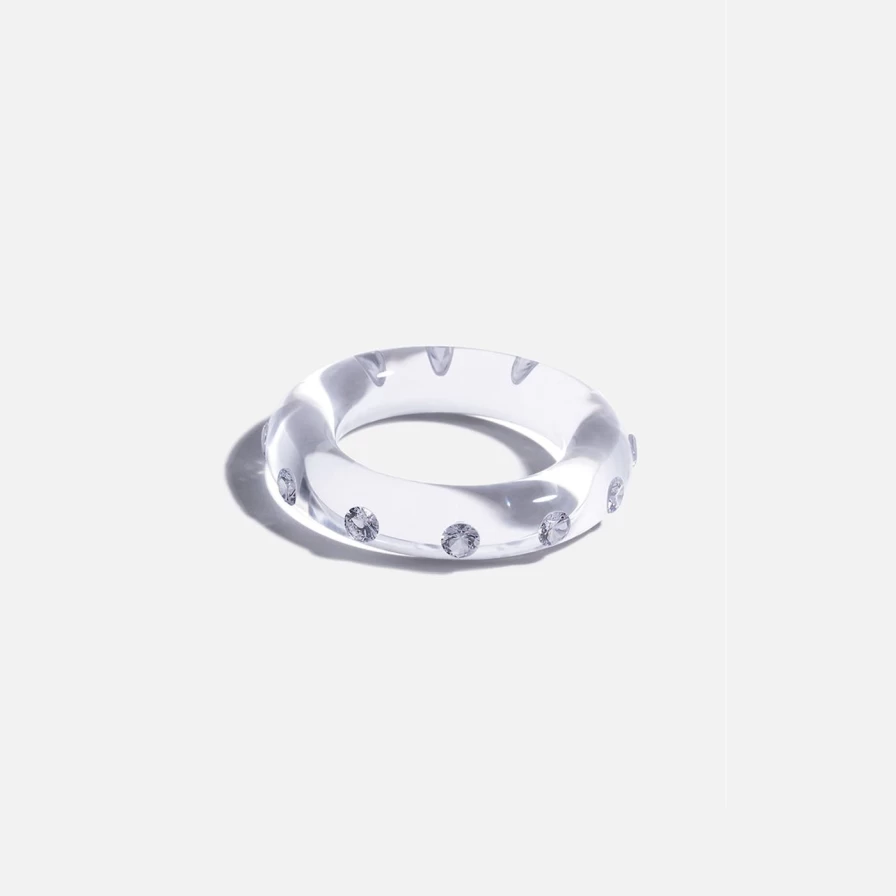 Sarah Noor Big Lucid Bangle - Clear Crystal Statement Bracelet for Women