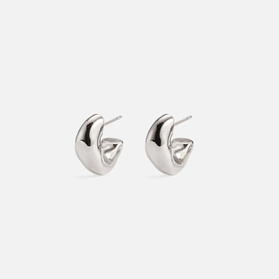 AGMES Sterling Silver Small Dahlia Hoop Earrings