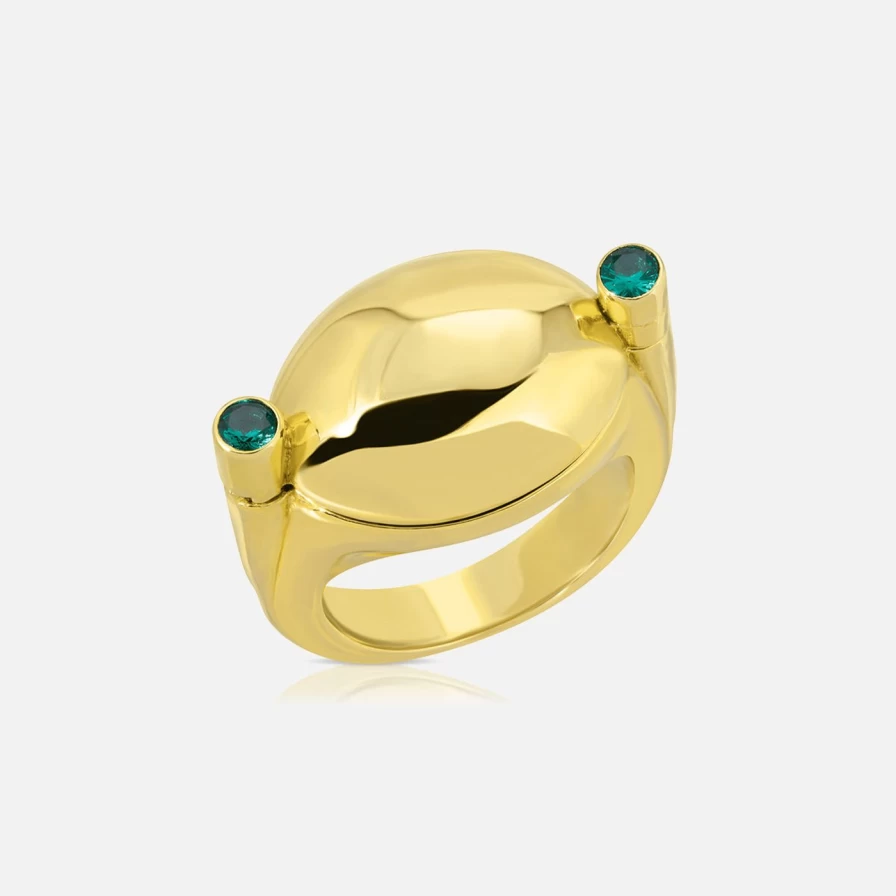 Monbouquette Gold Clover Hinge Ring - Elegant Four-Leaf Clover Design Jewelry