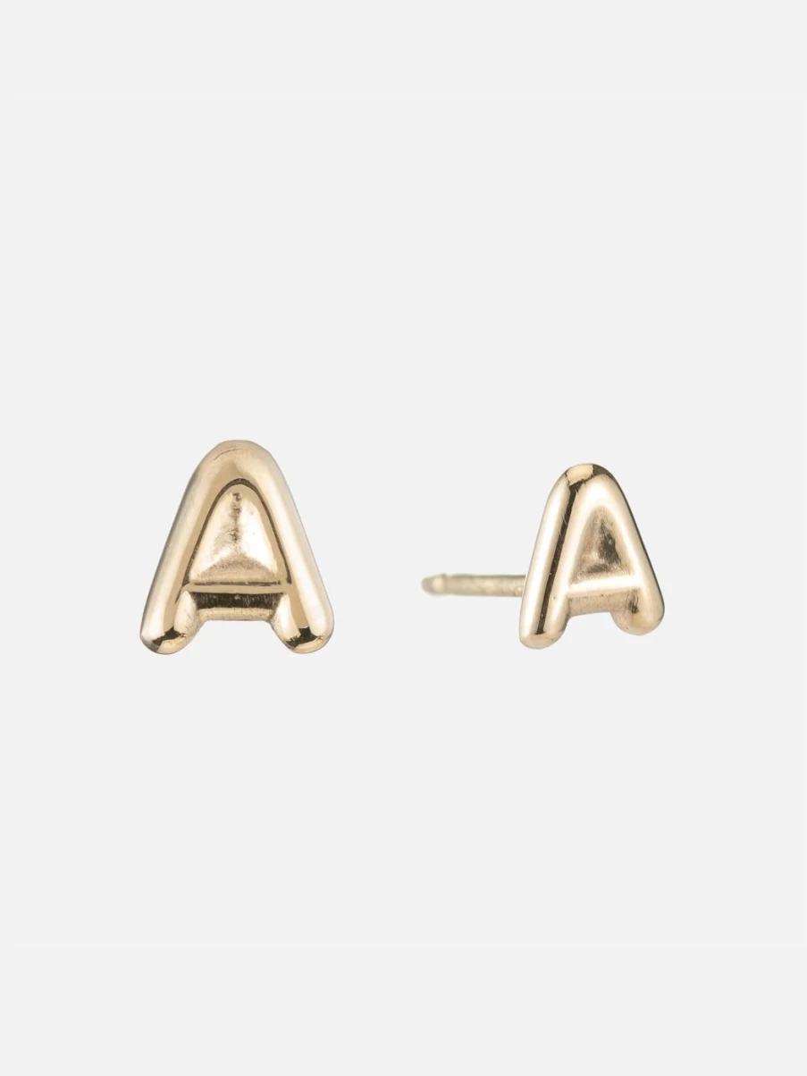 Ariel Gordon Mini Helium Initial Stud Earrings - Personalized Gold or Silver Letter Studs
