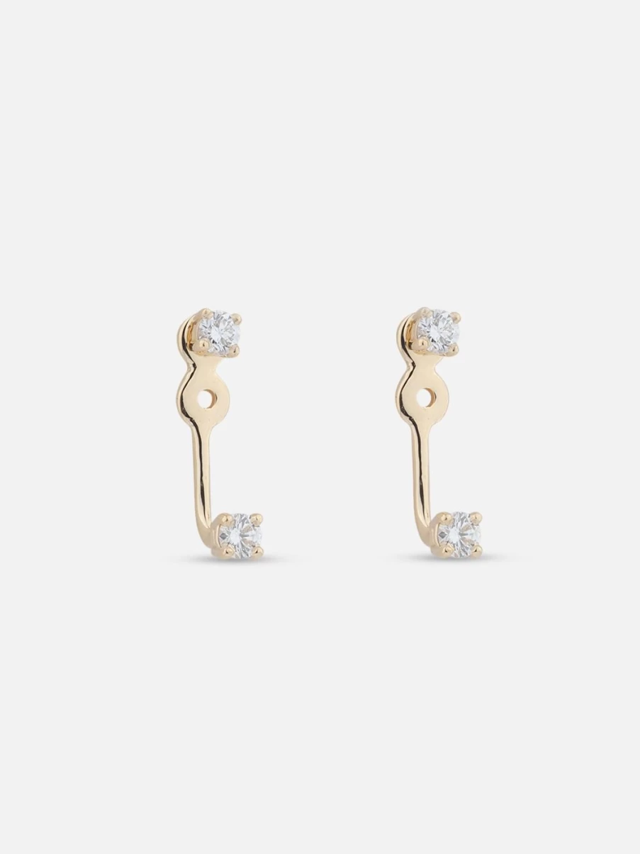White/Space Diamond Floater Ear Jackets - Elegant Stud Earring Enhancers for Women