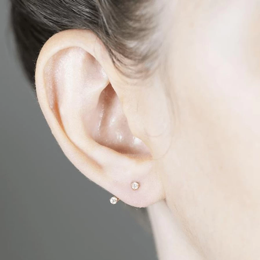 White/Space Diamond Floater Ear Jackets - Elegant Stud Earring Enhancers for Women