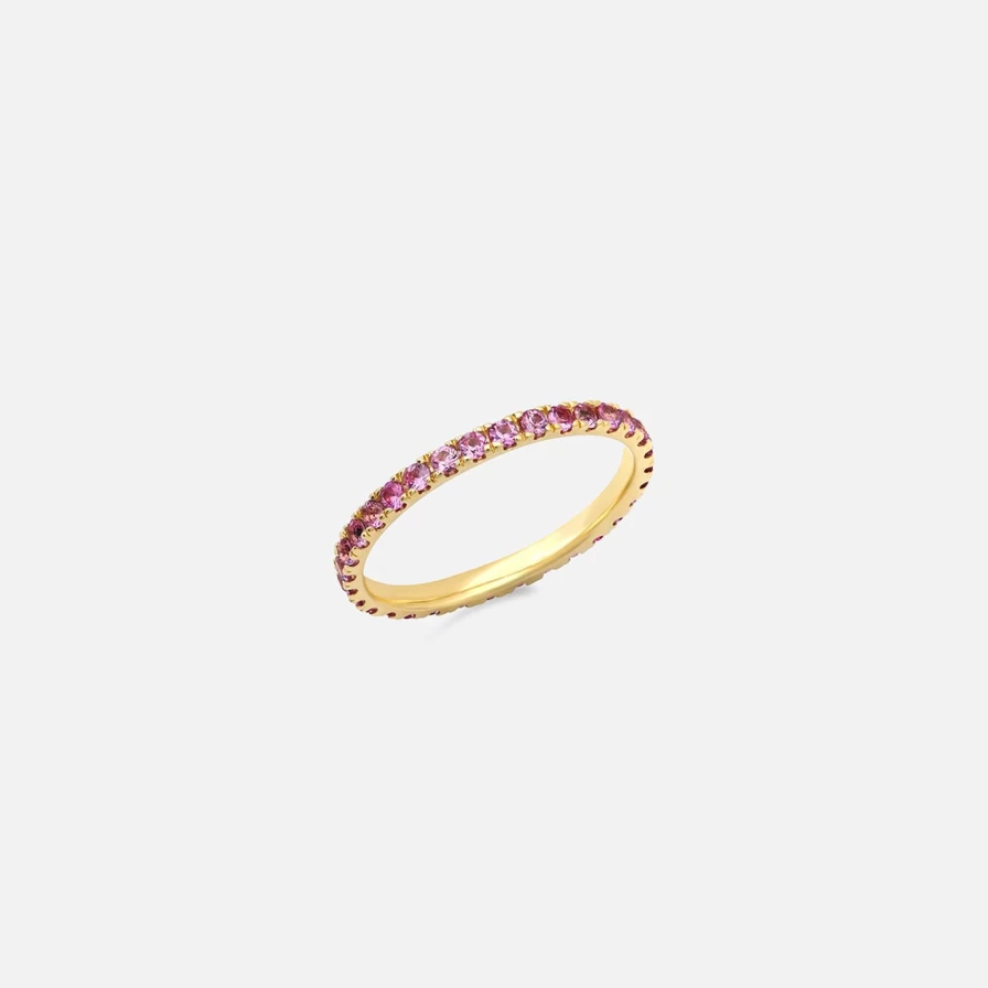 "Eriness Pink Sapphire Eternity Band – Standard Rose Gold Wedding Ring for Women"