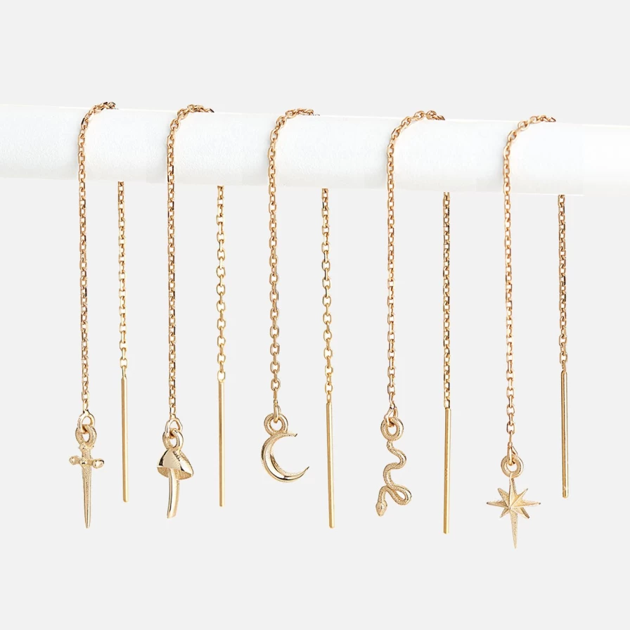 Talon Jewelry Star Threader Earrings - Delicate Itty Bitty Dangle Earrings for Women