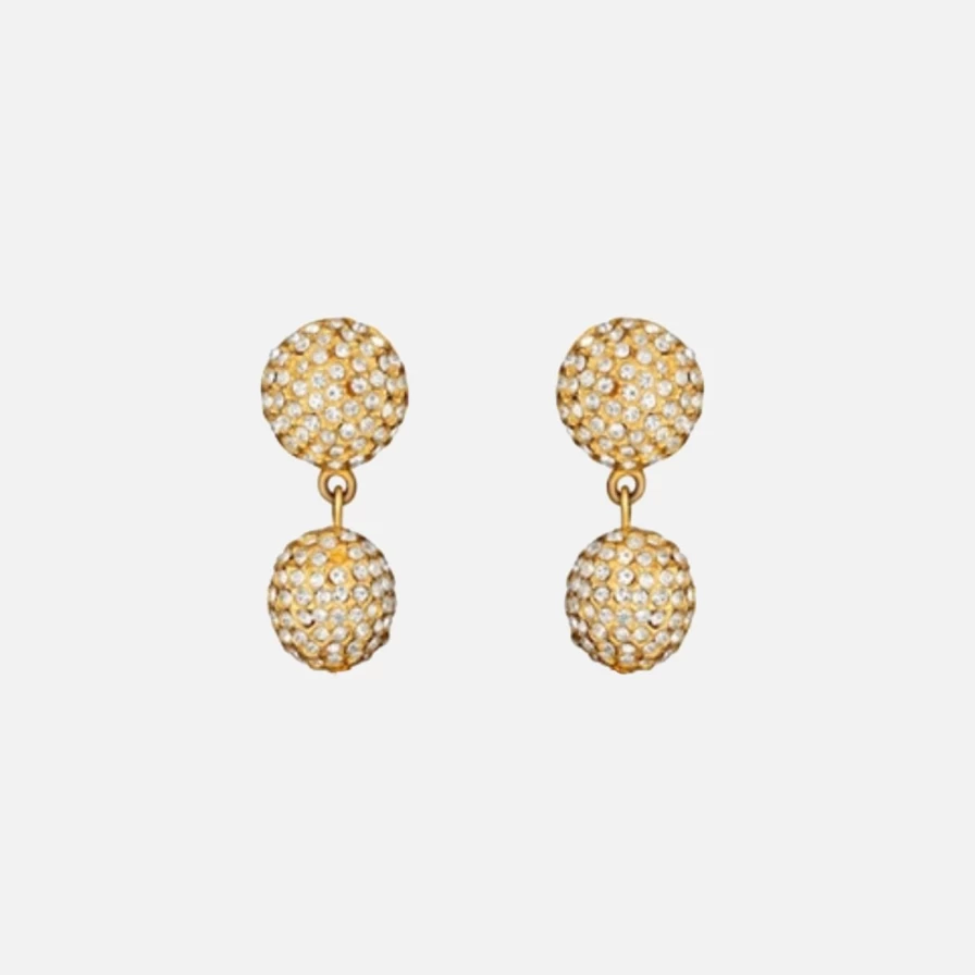 Christina Caruso Pave Ball 2 Drop Earrings - Elegant Dangling Beaded Jewelry