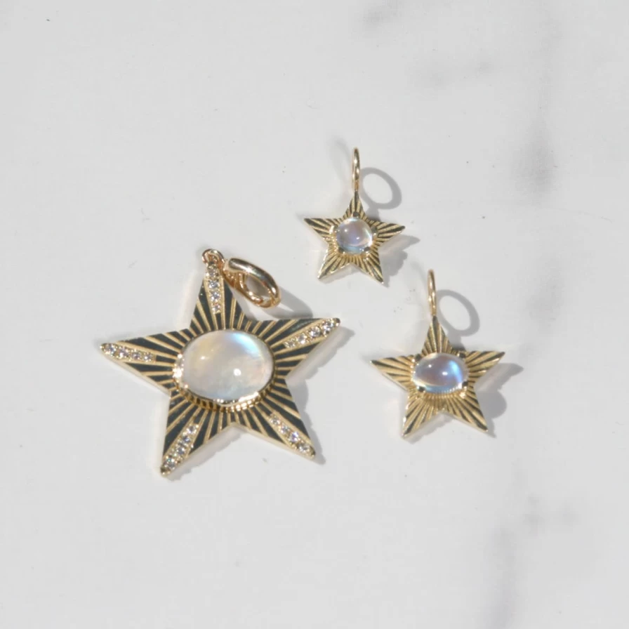 "Kimberly Doyle 14K Yellow Gold Moonstone Star Light Charm Pendant"