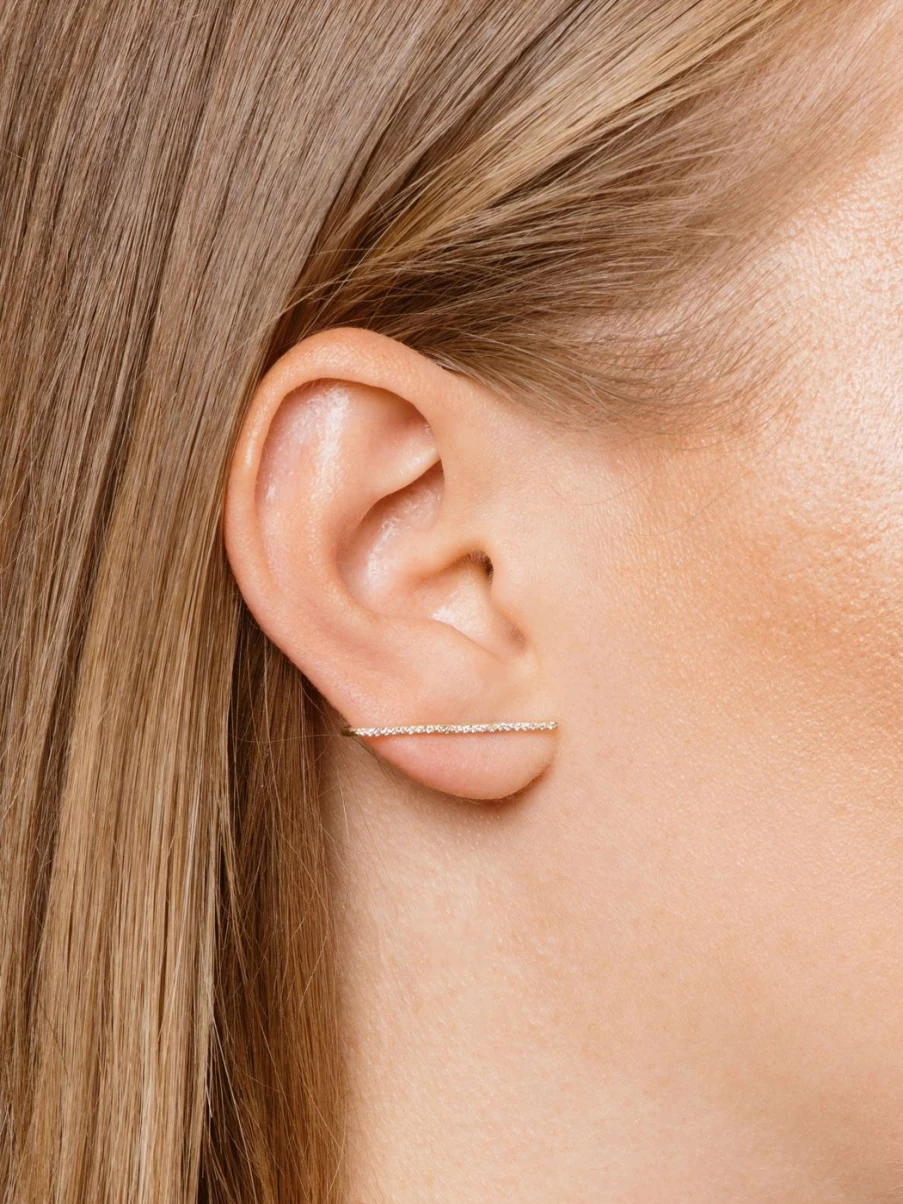 Labulgara Diamond Crusader Stud Ear Cuff Elegant Earlobe Chain Jewelry