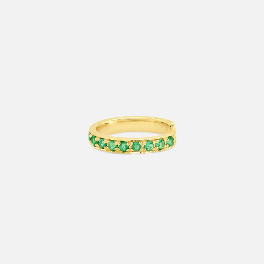 Eriness Emerald Green Ear Cuff - Elegant Gold Plated Cartilage Hoop, Minimalist Helix Earring for Women