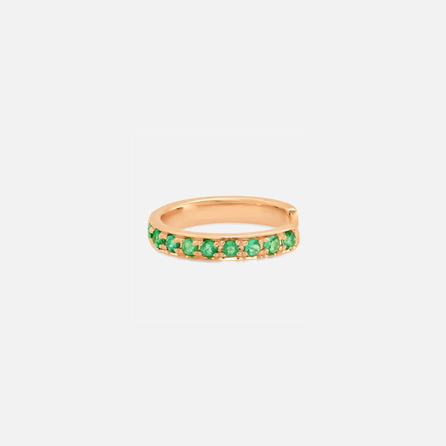 Eriness Emerald Green Ear Cuff - Elegant Gold Plated Cartilage Hoop, Minimalist Helix Earring for Women