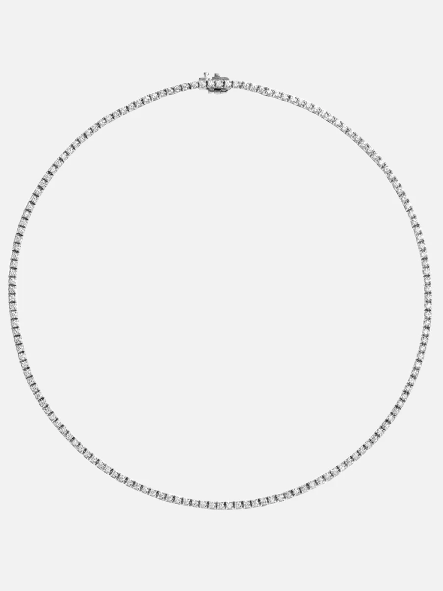 At Present 7.25 Carat Diamond Tennis Necklace - Elegant Sterling Silver Chain Bracelet for Women