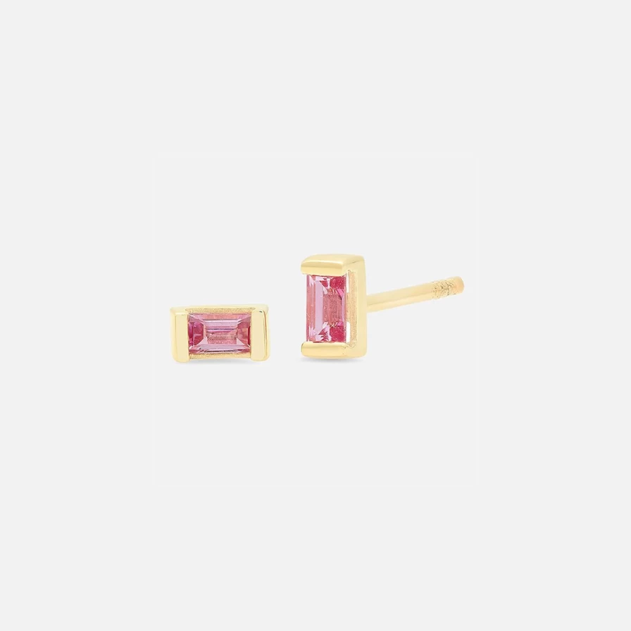 "Eriness Pink Sapphire Baguette Stud Earrings - Genuine Gemstone Jewelry"