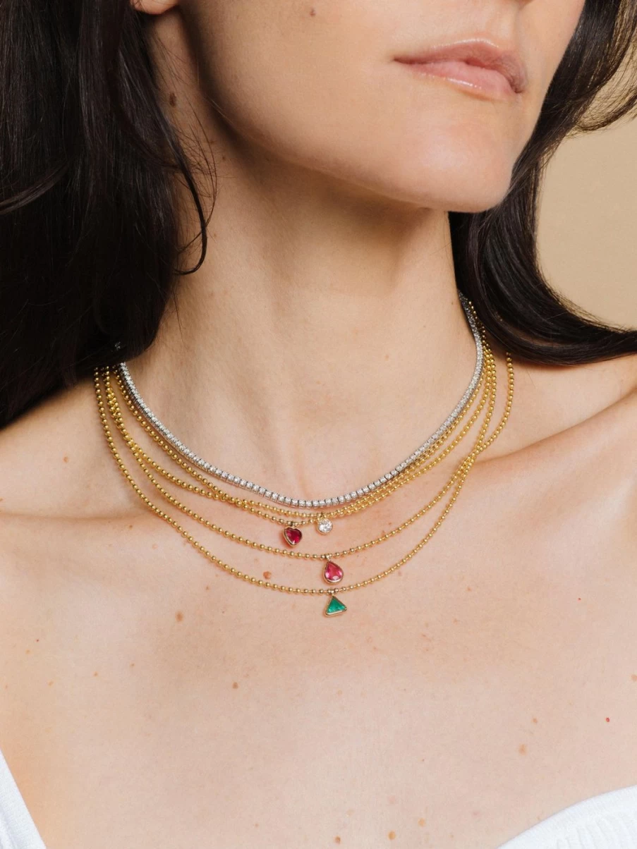 At Present Diamond Tennis Necklace - Elegant Ball Chain Jewelry for Women