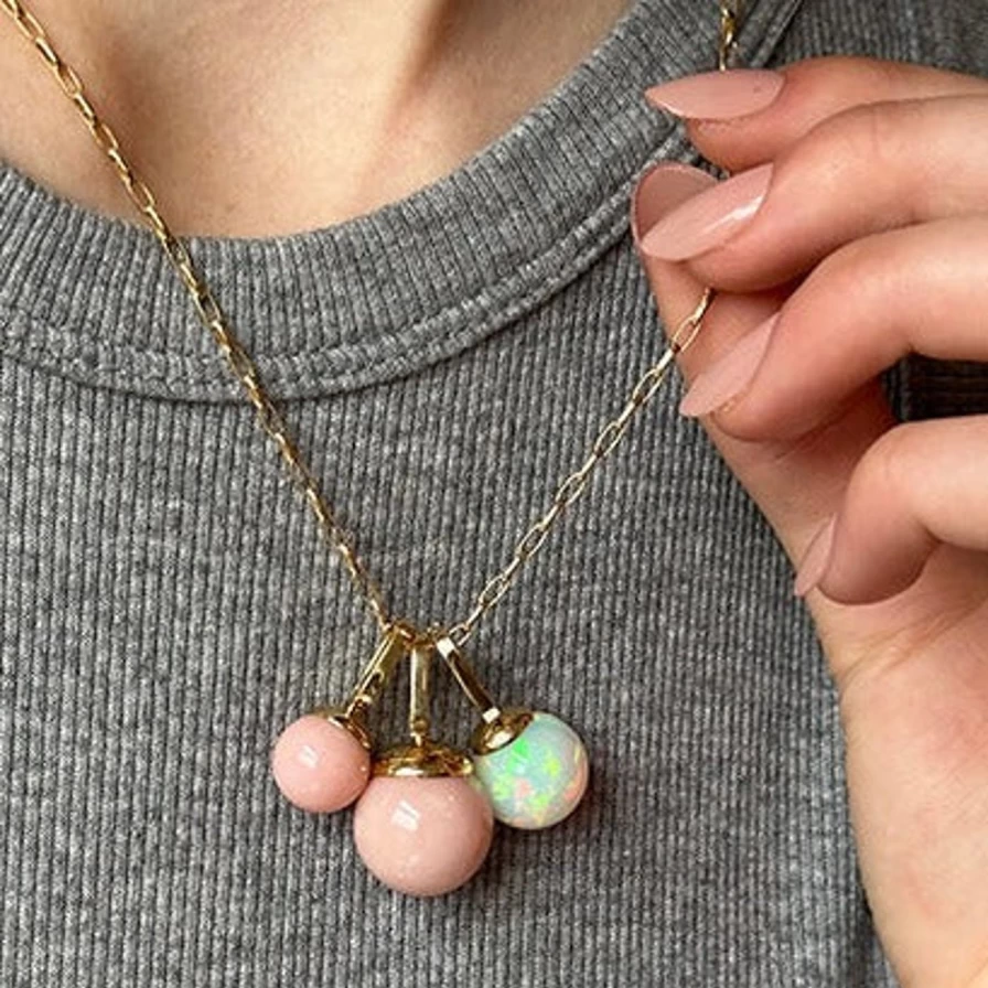 "Akaila Reid Genuine Pink Opal Charm - Elegant Handcrafted Jewelry for Women"