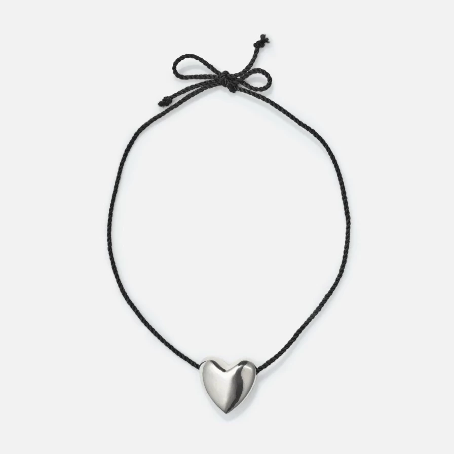 Annika Inez Sterling Silver Heart Necklace - Elegant Large Pendant for Women