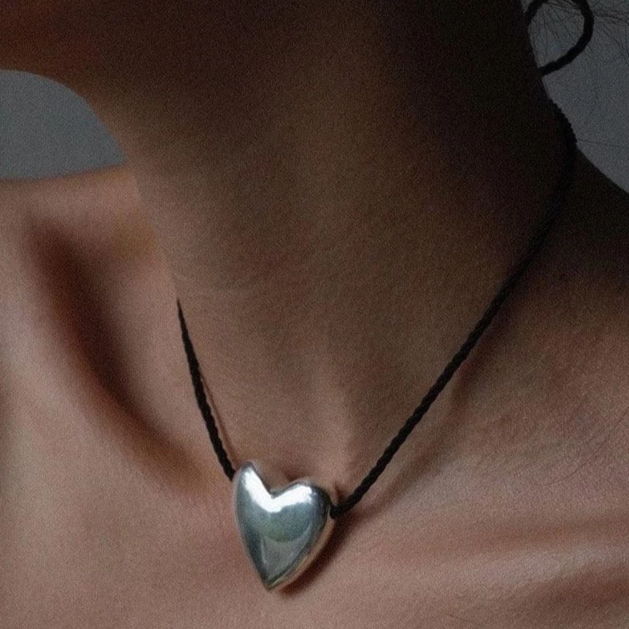 Annika Inez Sterling Silver Heart Necklace - Elegant Large Pendant for Women