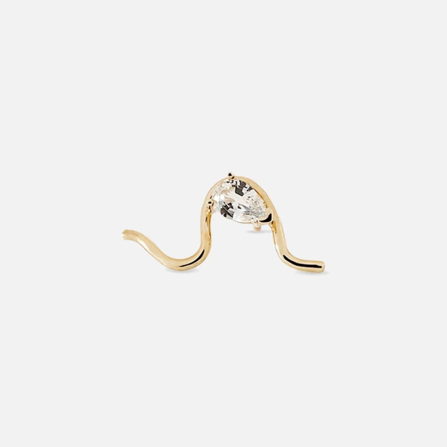 14K Yellow Gold Diamond Mumu Wave Stud Earrings by Labulgara