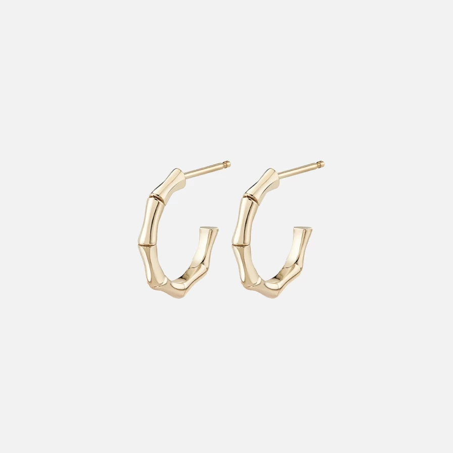 Ariel Gordon Jewelry Handcrafted Bamboo Hoops - Sustainable Gold Bamboo Earrings for Women