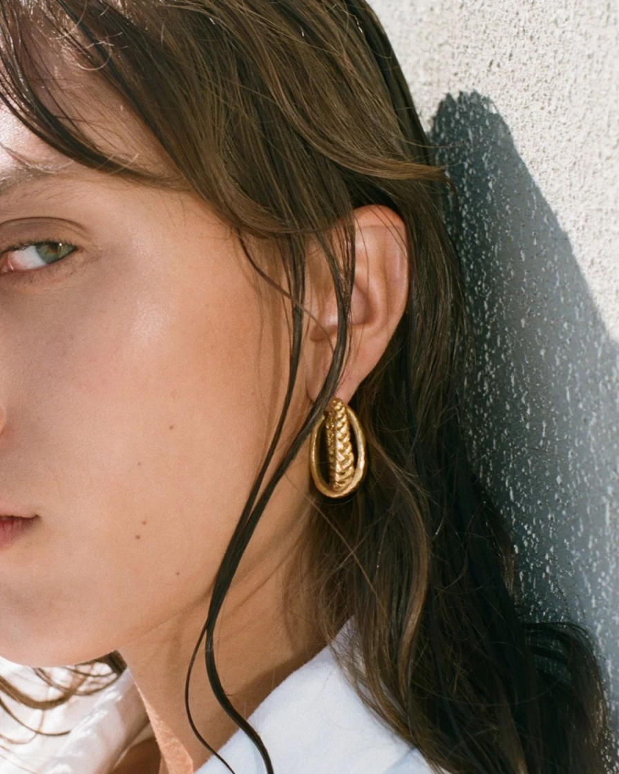 Pamela Love Fashion Charis Hoops - Elegant Gold-Plated Hoop Earrings for Women