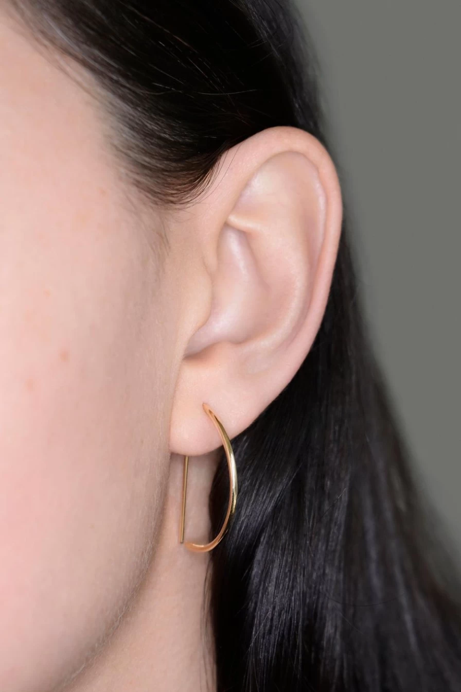 "Labulgara Large Demi Hoop Earrings - Stylish Gold-Plated Dangle Earrings for Women"