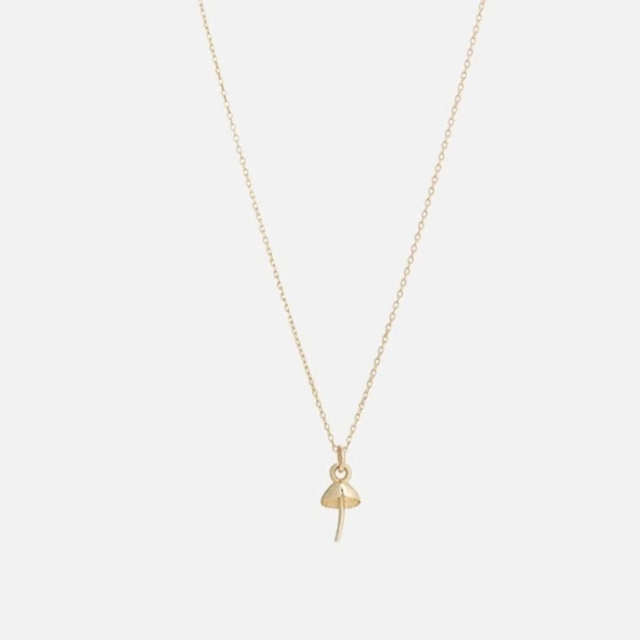 Talon Jewelry Tiny Mushroom Charm Necklace - Dainty Itty Bitty Pendant for Women