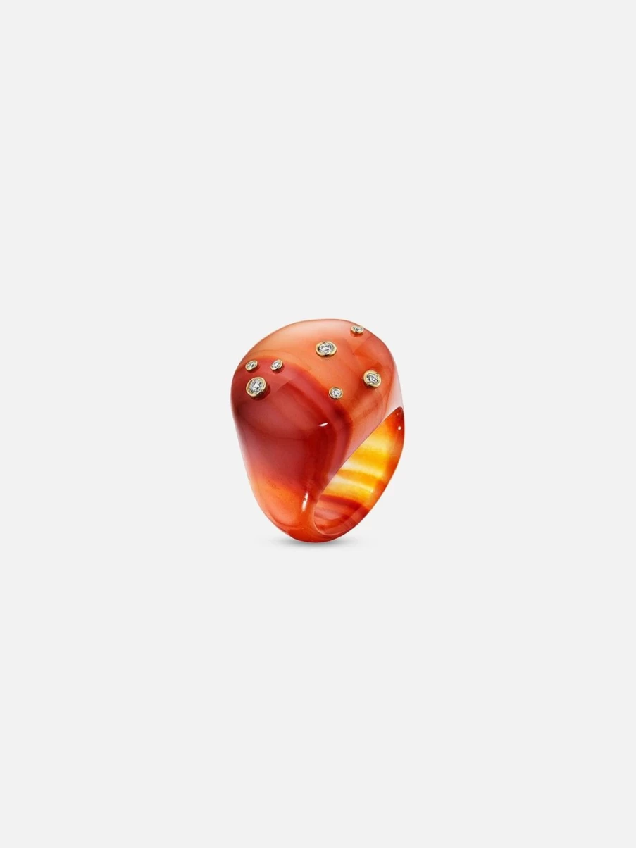 Bleecker & Prince Carnelian Sky Bubble Ring - Mini Gemstone Stackable Ring for Women