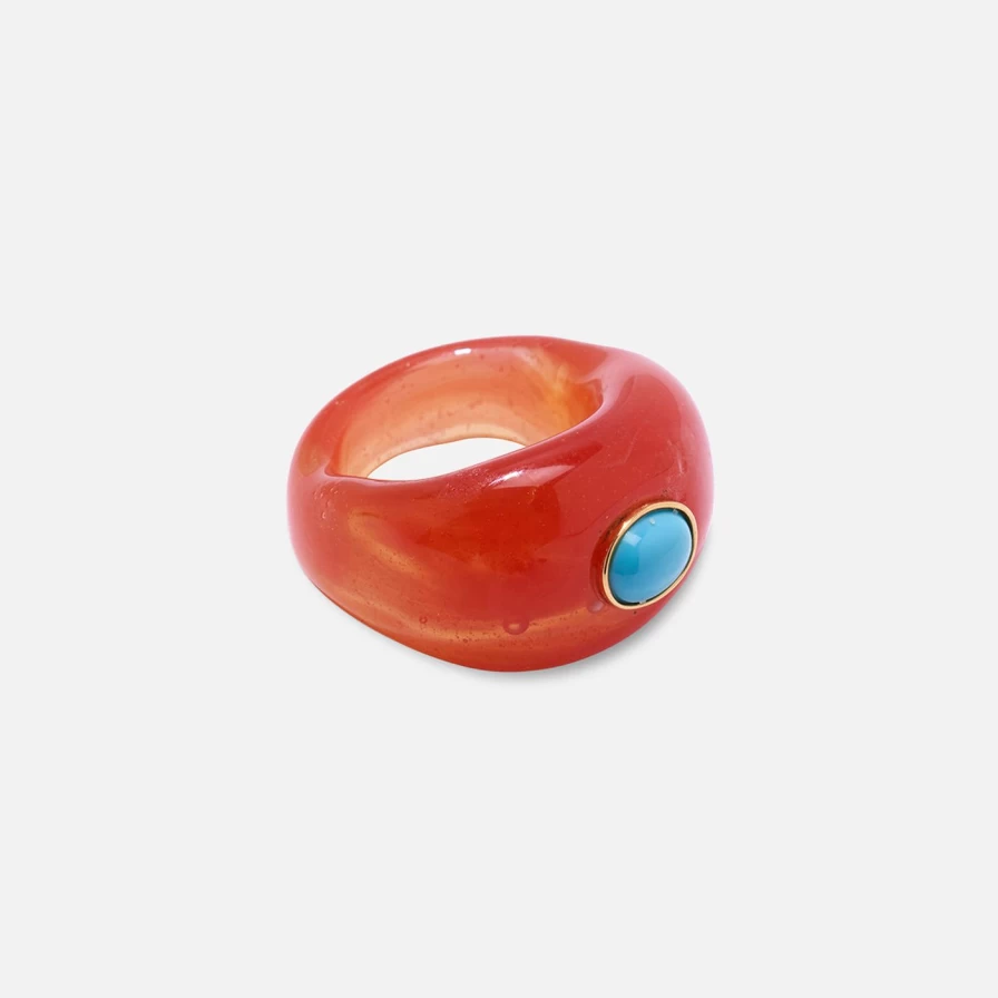 Lizzie Fortunato Monument Ring in Terra Orange - Handcrafted Statement Jewelry