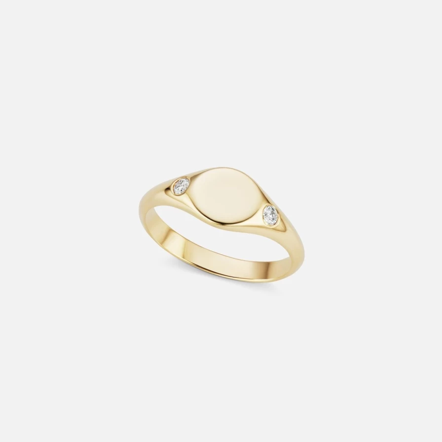 The Gild Petite Gold Diamond Signet Ring for Women - Elegant & Dainty Jewelry