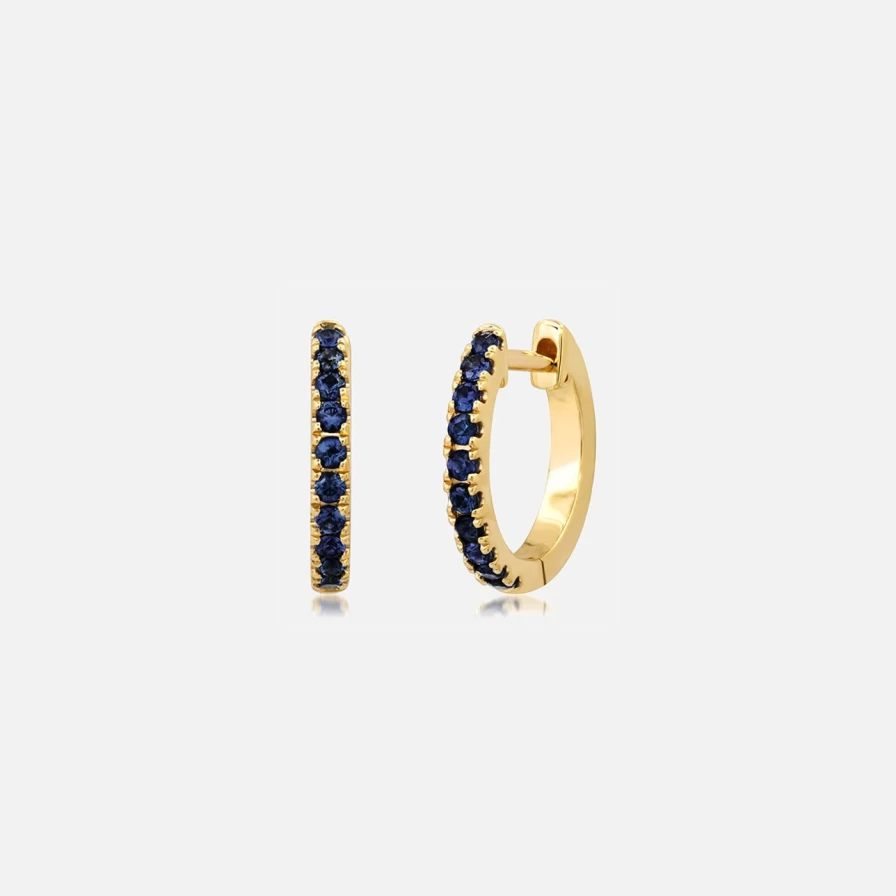 "Eriness Standard Blue Sapphire Huggie Earrings – Genuine Sapphire Huggies for Women"