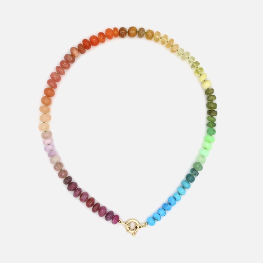 "Encirkled Jewelry Tropical Rainbow Gemstone Necklace – Luminous Handmade Pendant"