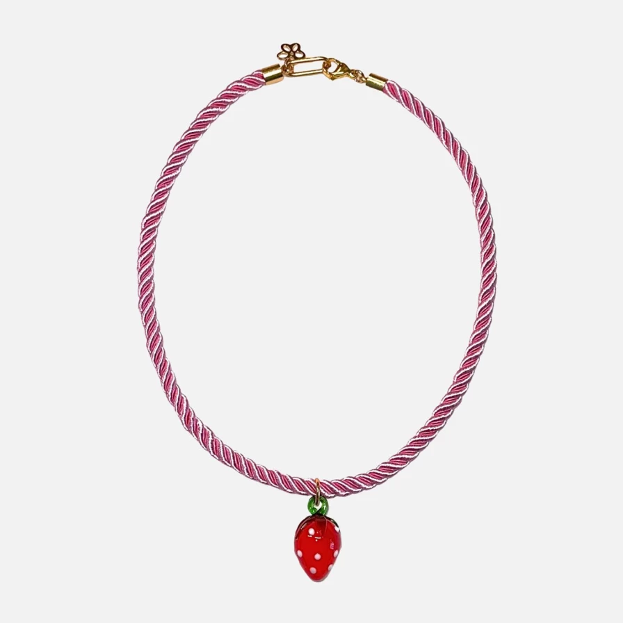 NOTTE Strawberry Charm Necklace - Dainty Frutta Jewelry for Women