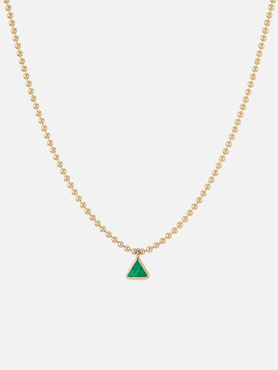 At Present Emerald Green Ball Chain Pendant Necklace for Women