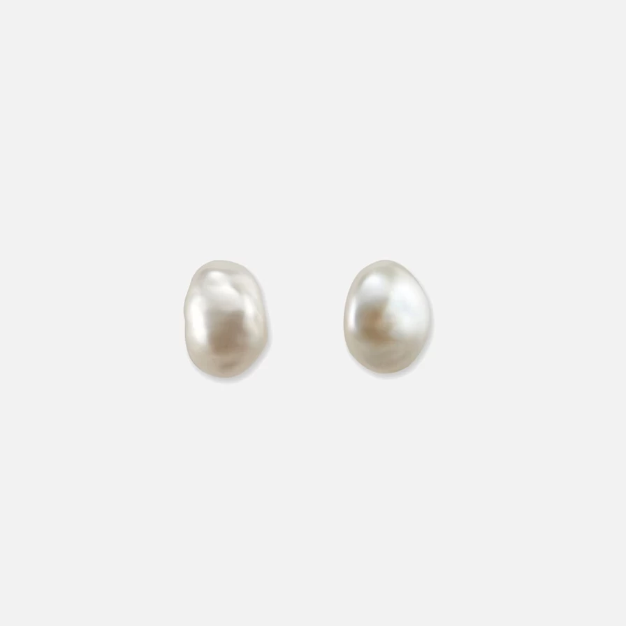 AGMES Pearl Stud Earrings - Minimalist 14K Gold Studs for Women, Classic White Pearl Earrings, Luxury Fine Jewelry Gift