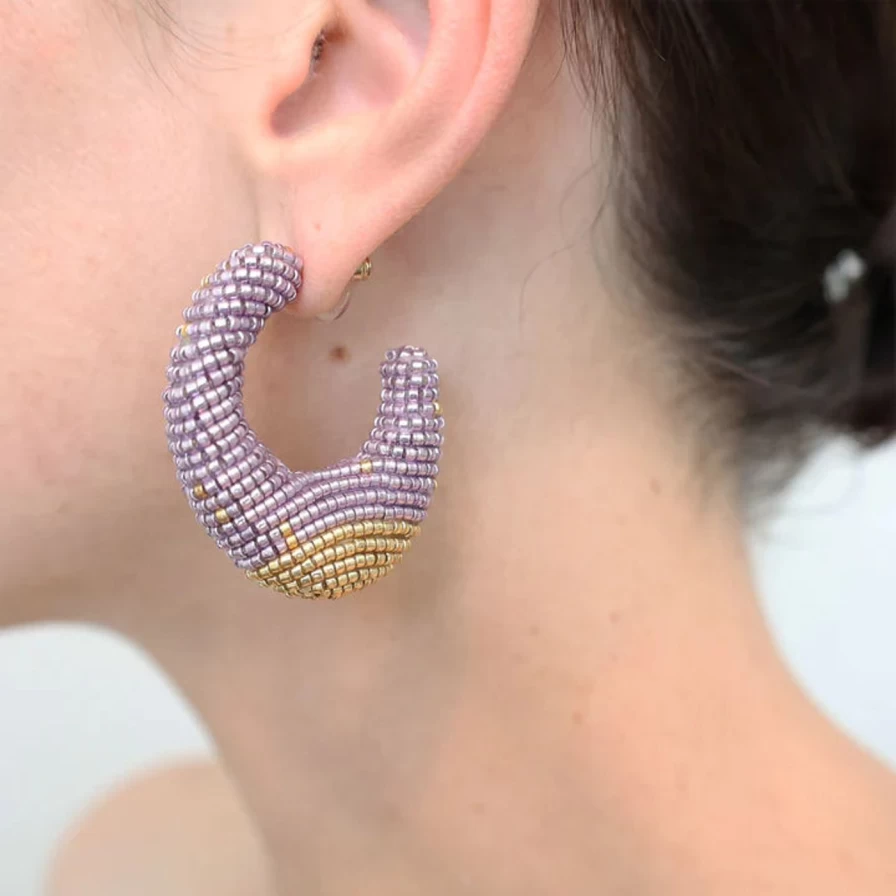 Susana Vega Torra Hoops Earrings in Lilac - Elegant Purple Hanging Hoops for Women